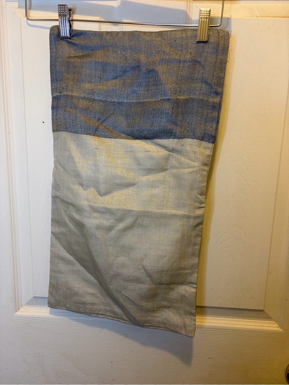 West Elm Color Block Silk Blend Blue and Cream Pillow Cover 12x21